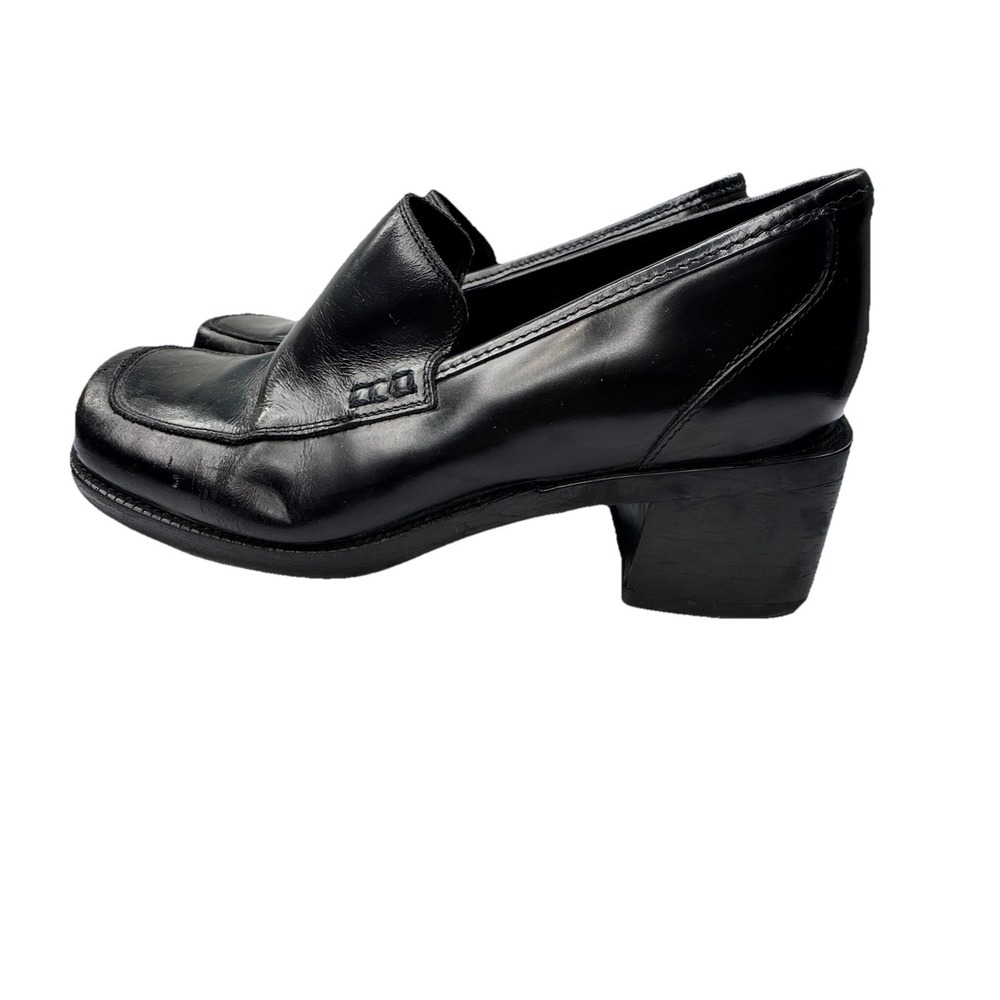 VTG Y2K Steve Madden Toni Leather Loafer Chunky Platform Black Shoe Chunky 8